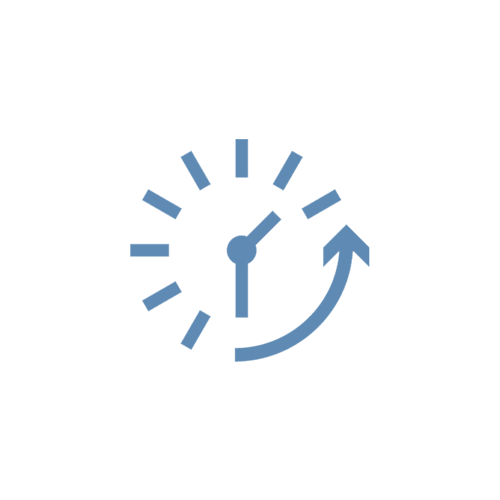 Compressor uptime icon Blue clock icon symbolizing compressor uptime
